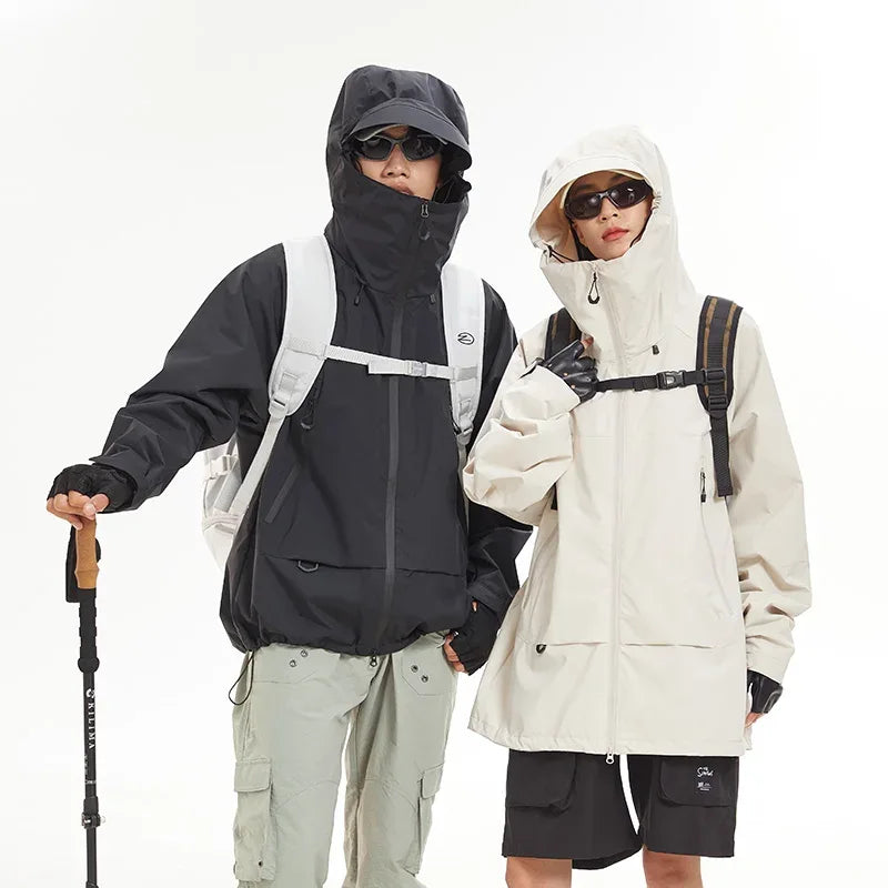 New Men Waterproof Hiking Jacket Women Windproof Sports Coat High Quality Hooded Jacket Outdoor Ride Climbing Running Jacket