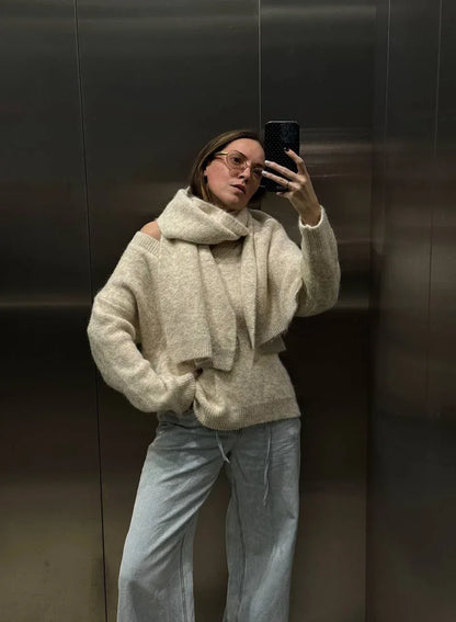 Hirsionsan 2025 New Soft Loose V Or O Neck Knitted Sweaters Women Winter Solid Female Pullovers Warm Basic Knitwear Jumper