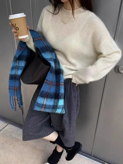 High-grade turtleneck 100 pure cashmere sweater women's autumn and winter thick sweater loose wool knit