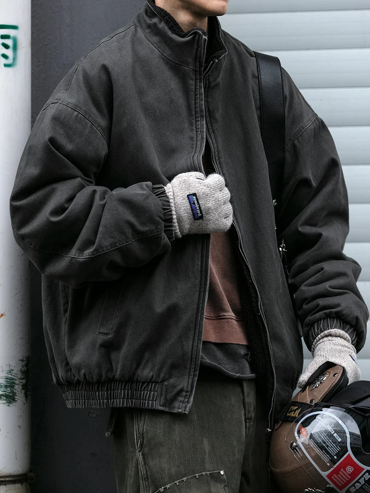 Vintage Fleece Bomber Jacket