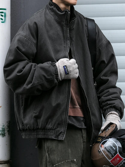 Vintage Fleece Bomber Jacket