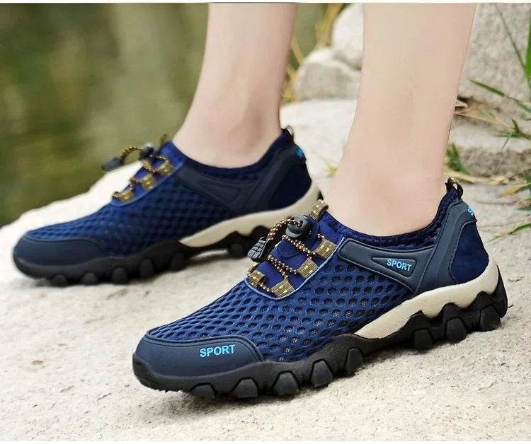 Summer Men's Mesh Sports Shoes Fashion Mountaineering Breathable Lightweight Anti Slip Shoes Outdoor Travel Running Casual Shoes - Montero Milan