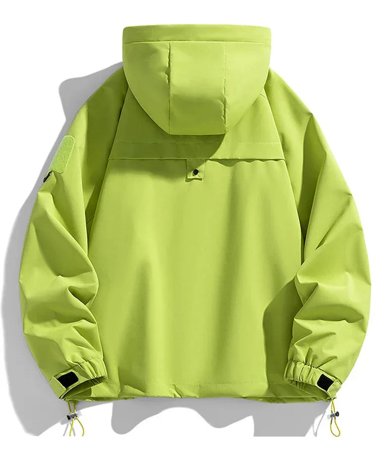 Windbreakers Men Hooded Jacket Zipper Coat Cargo Waterproof Black Bomber Camping Loose Thin Softshell Hooded Hiking Jacket