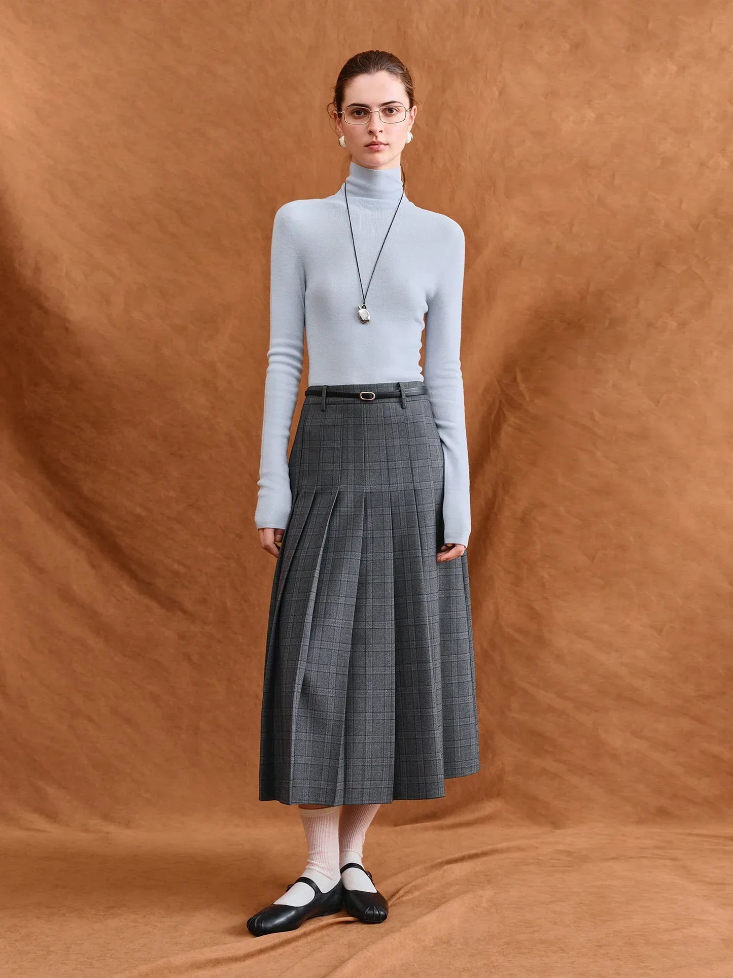 FSLE【Premium Series】German Biella Wool Autumn Super Fine Washable Seamless One-Piece Mock Neck Thermal Base Layer Shirt Women