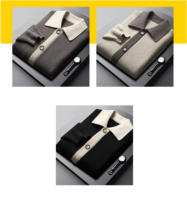 Two-Tone Knit Button Cardigan