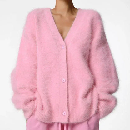 Women's Cardigans Korean Fashion V-neck Sweater Coat Long Sleeve Oversized Sweater Female Buttons Solid Knitted Jacket Women
