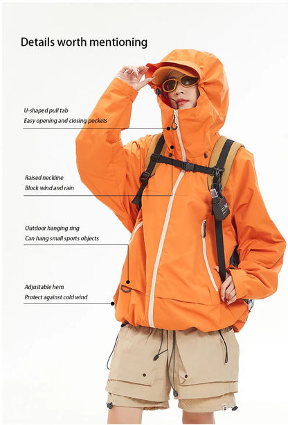 New Men Waterproof Hiking Jacket Women Windproof Sports Coat High Quality Hooded Jacket Outdoor Ride Climbing Running Jacket
