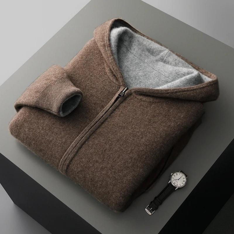 Cashmere Hooded Zip Cardigan