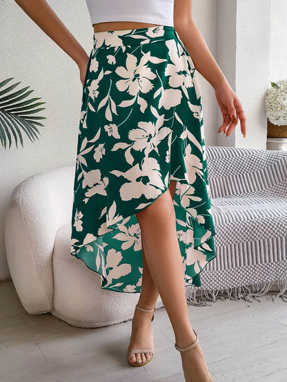 Floral High-Low Midi Skirt - Montero Milan