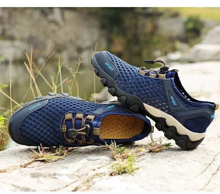 Summer Men's Mesh Sports Shoes Fashion Mountaineering Breathable Lightweight Anti Slip Shoes Outdoor Travel Running Casual Shoes - Montero Milan