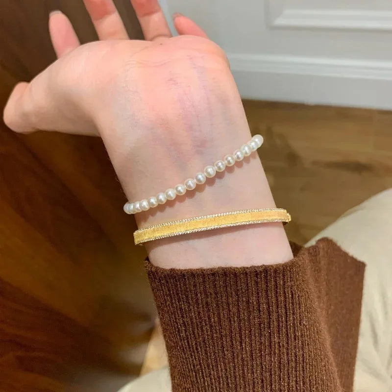 Vintage Charm High quality brushed Mobius bracelets for women twisted rope inlaid diamonds layered bangles wedding jewelry gift