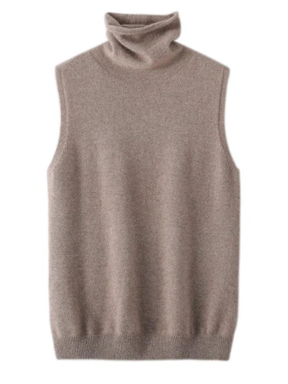 Women 100% Merino Wool Sleeveless Pullovers Turtleneck Sweater Waistcoat Wool Knitwear Spring Autumn Winter Fashion Vest Tops