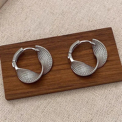 Real 925 Sterling Silver 14K Gold Twisted Wrinkled Round Hoop Earrings for Women Minimalist Trendy Fine Jewelry Accessories