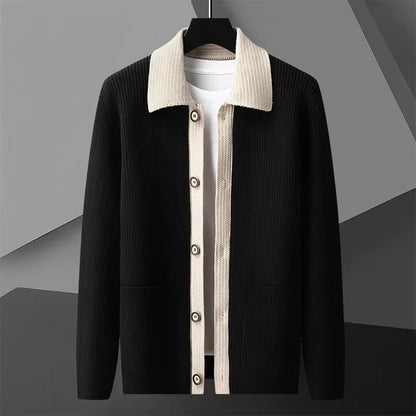Two-Tone Knit Button Cardigan