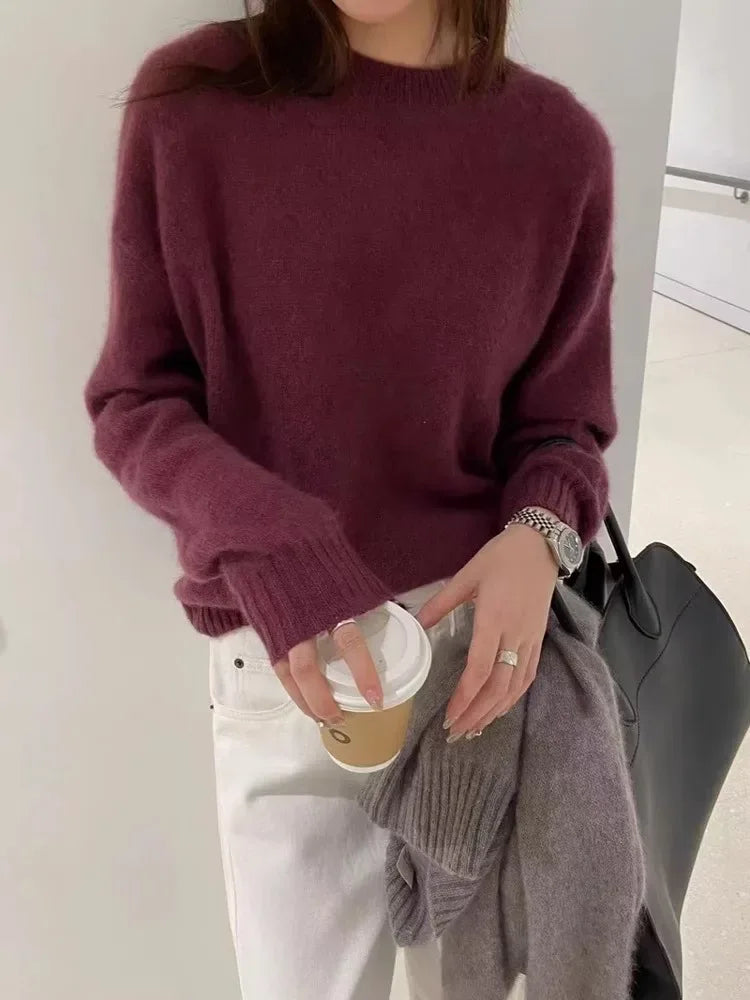 High-grade turtleneck 100 pure cashmere sweater women's autumn and winter thick sweater loose wool knit