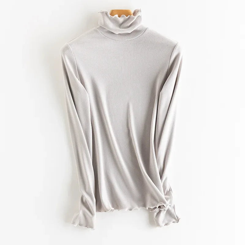 SuyaDream, Women Bottoming T Shirt, Silk Viscose Blend, Long Sleeves, Solid Basic Thermal  Shirt, 2024 Autumn Winter Top