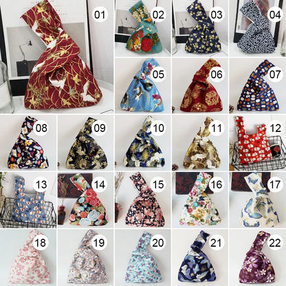Japanese Style Knot Wrist Bag Canvas Mobile Phone Bag Literary Art Retro Coin Purse Shopper Handbags Phone Keys Bags