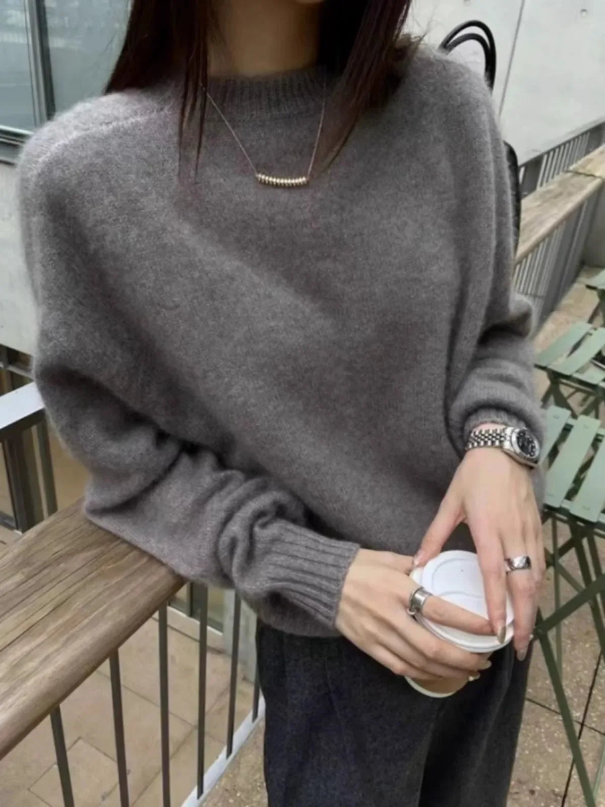 High-grade turtleneck 100 pure cashmere sweater women's autumn and winter thick sweater loose wool knit