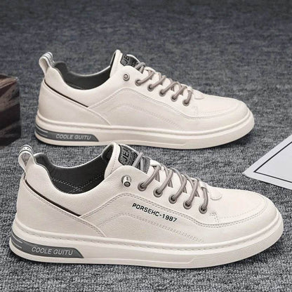 Mens Leather Shoes Fall Fashion Sneakers for Driving Walking Office, Comfortable Men Slip on Skate Flats Non Slip Youth Shoe - Montero Milan