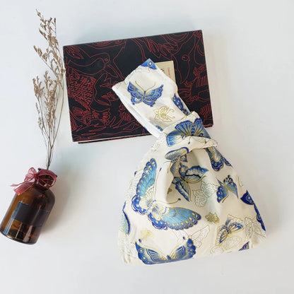 Japanese Style Knot Wrist Bag Canvas Mobile Phone Bag Literary Art Retro Coin Purse Shopper Handbags Phone Keys Bags