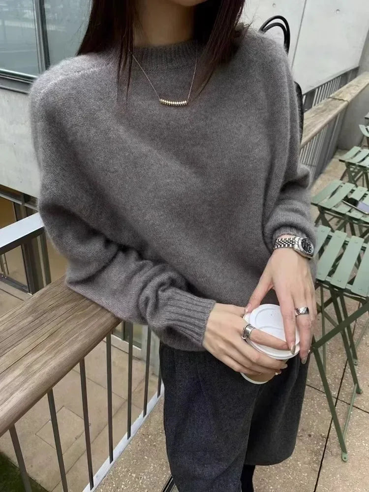 High-grade turtleneck 100 pure cashmere sweater women's autumn and winter thick sweater loose wool knit
