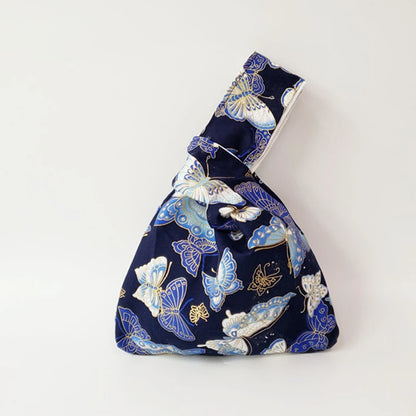 Japanese Style Knot Wrist Bag Canvas Mobile Phone Bag Literary Art Retro Coin Purse Shopper Handbags Phone Keys Bags
