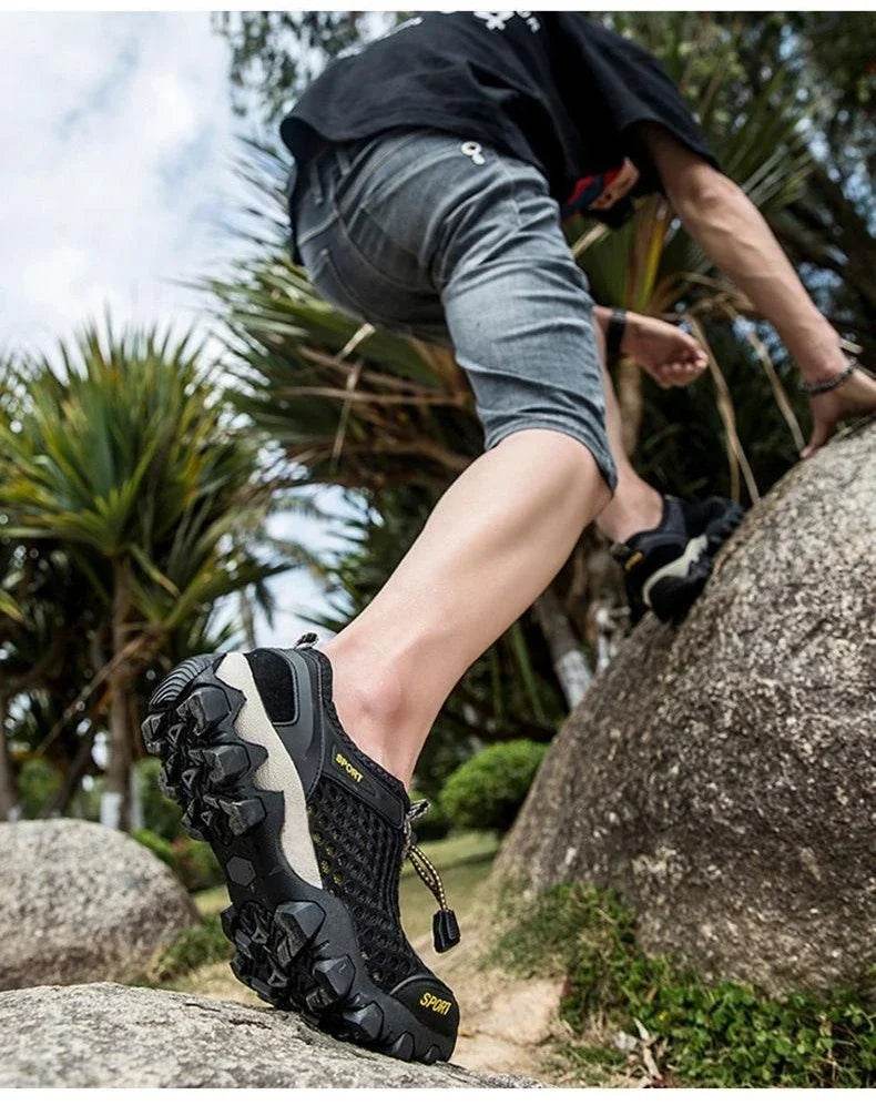 Summer Men's Mesh Sports Shoes Fashion Mountaineering Breathable Lightweight Anti Slip Shoes Outdoor Travel Running Casual Shoes - Montero Milan