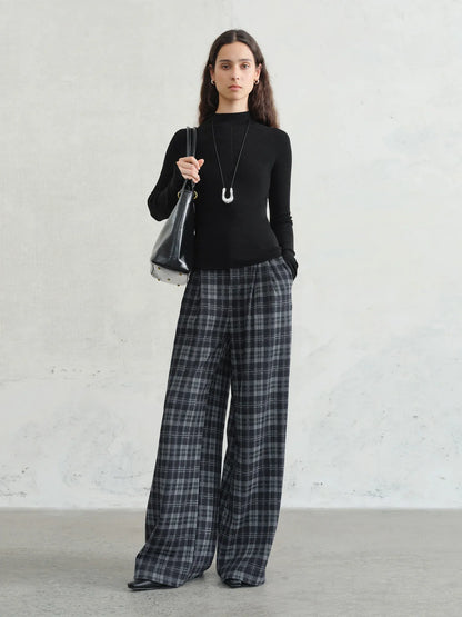 FSLE【Premium Series】German Biella Wool Autumn Super Fine Washable Seamless One-Piece Mock Neck Thermal Base Layer Shirt Women