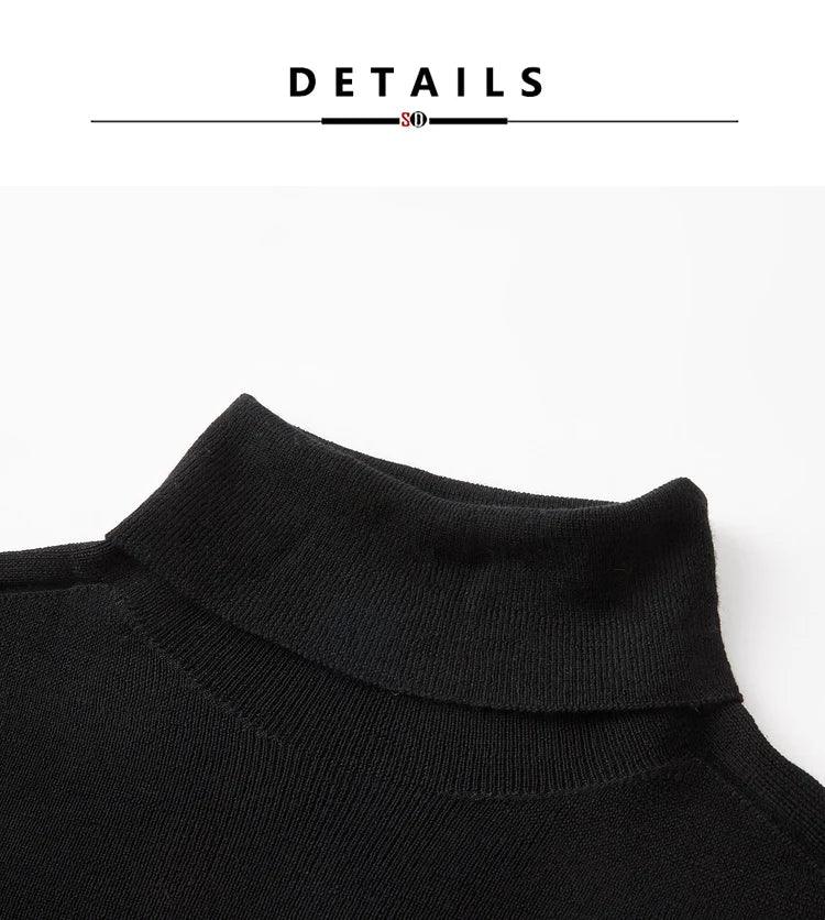 SuyaDream, Women Turtleneck Pullovers, 100%Merino Wool, High Collar, Whole Garment Sweaters, 2025 Fall Winter Slim Warm Top