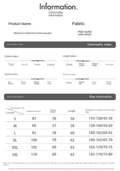 New Women's Clothing For Autumn/Winter 2024 100% Mink Plush Turtleneck Pullover Sweater Ladies Cashmere Sweater Dbr-018