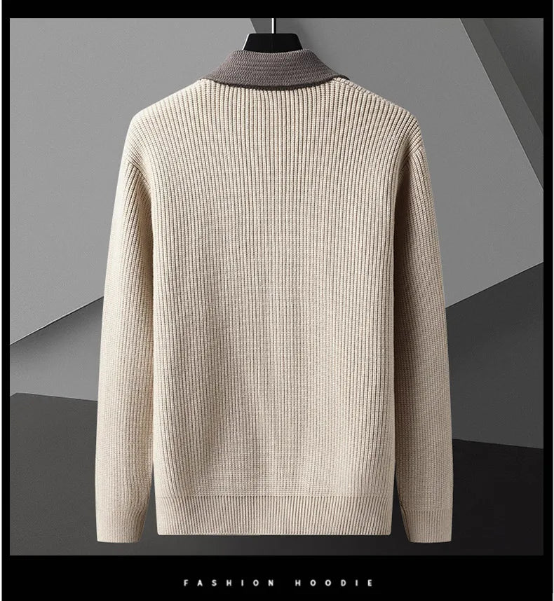 Two-Tone Knit Button Cardigan