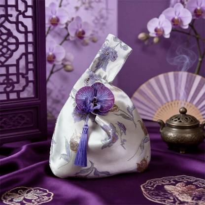 3Colors Tassel Wrist Bag Chinese Style Tassel Pendant Embroidery Hanfu Handbag Cheongsam Accessories Imitation Silk Gift Pouch