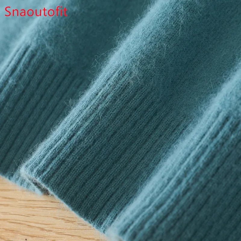 Men's 100% Pure Mink Cashmere Sweater O-Neck Pullovers Knit Sweater Autumn and Winter New Long Sleeve High-End Jumpers Mink Tops