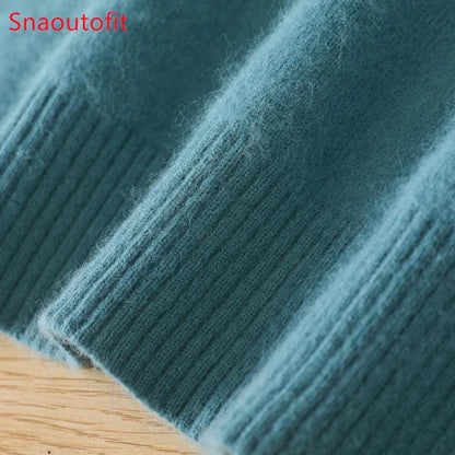 Men's 100% Pure Mink Cashmere Sweater O-Neck Pullovers Knit Sweater Autumn and Winter New Long Sleeve High-End Jumpers Mink Tops