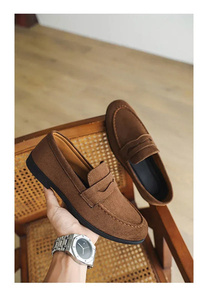 Autumn Suede Loafers Man Large Size 45 Comfort Slip-on Casual Shoes Men Flats Retro Brown Moccasins For Men zapatos de hombre