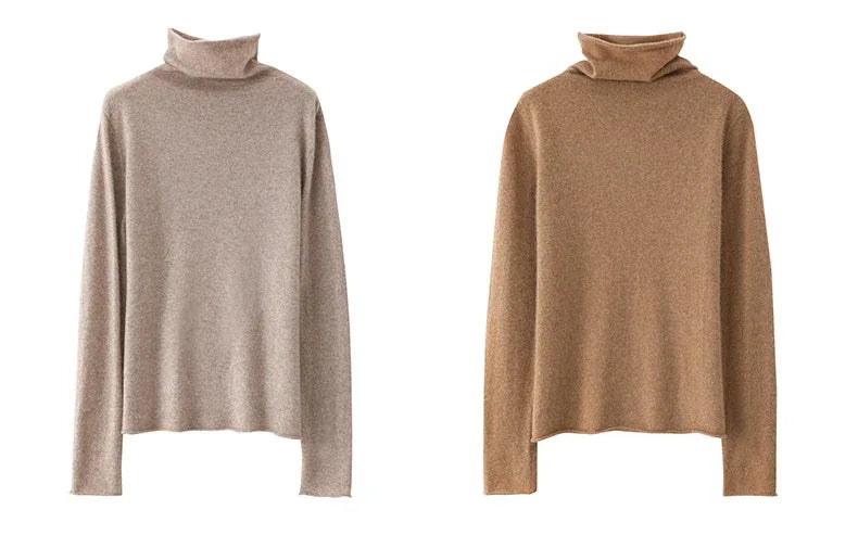 100%Merino Pure Wool Sweater Women's AutumnWinter Long Sleeve High Neck Pullover Warm High Quality Solid Color Basic Knit Jumper