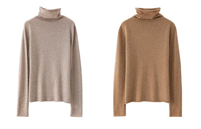 100%Merino Pure Wool Sweater Women's AutumnWinter Long Sleeve High Neck Pullover Warm High Quality Solid Color Basic Knit Jumper