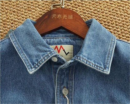 American Casual Men's Long Sve Denim irt Pure Cotton Heavyweight Waed Vintage Workwear Layering irt Jaet