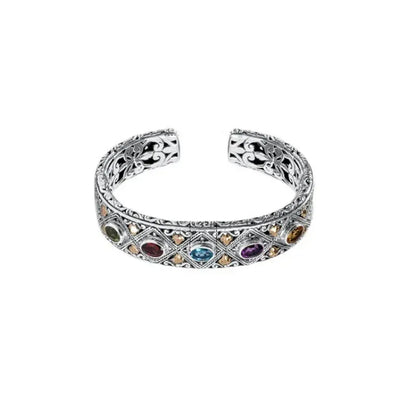 925 Silver Luxury Inlaid Colored Gemstone Bracelet Fashionable Wedding Fine Couple Bangles Jewelry Gift for Girlfriend