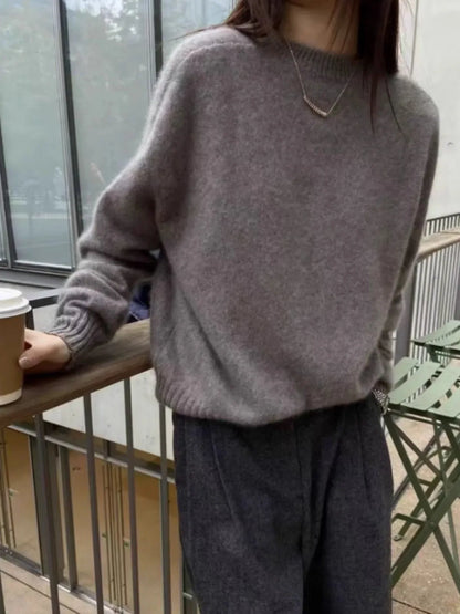 High-grade turtleneck 100 pure cashmere sweater women's autumn and winter thick sweater loose wool knit