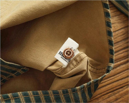 Retro Waed Distred Blue Vertical Stripe Trendy Denim irt Men's Loose American Long Sve Workwear irt Coat