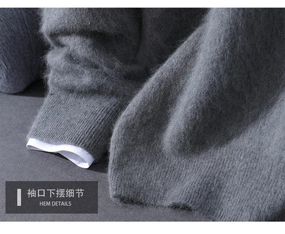 Men's Clothing: 100% Pure Mink Cashmere Knitted Sweater Casual And Loose Large-Sized Hooded Pullover Autumn Winter New Products