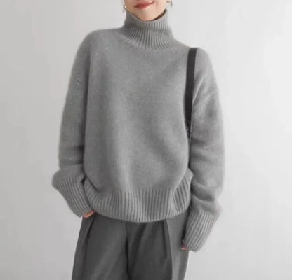 2024 Autumn and Winter New Thick Cashmere Sweater Women High Neck Pullover Sweater Warm Loose Knitted Base Sweater Jacket Tops