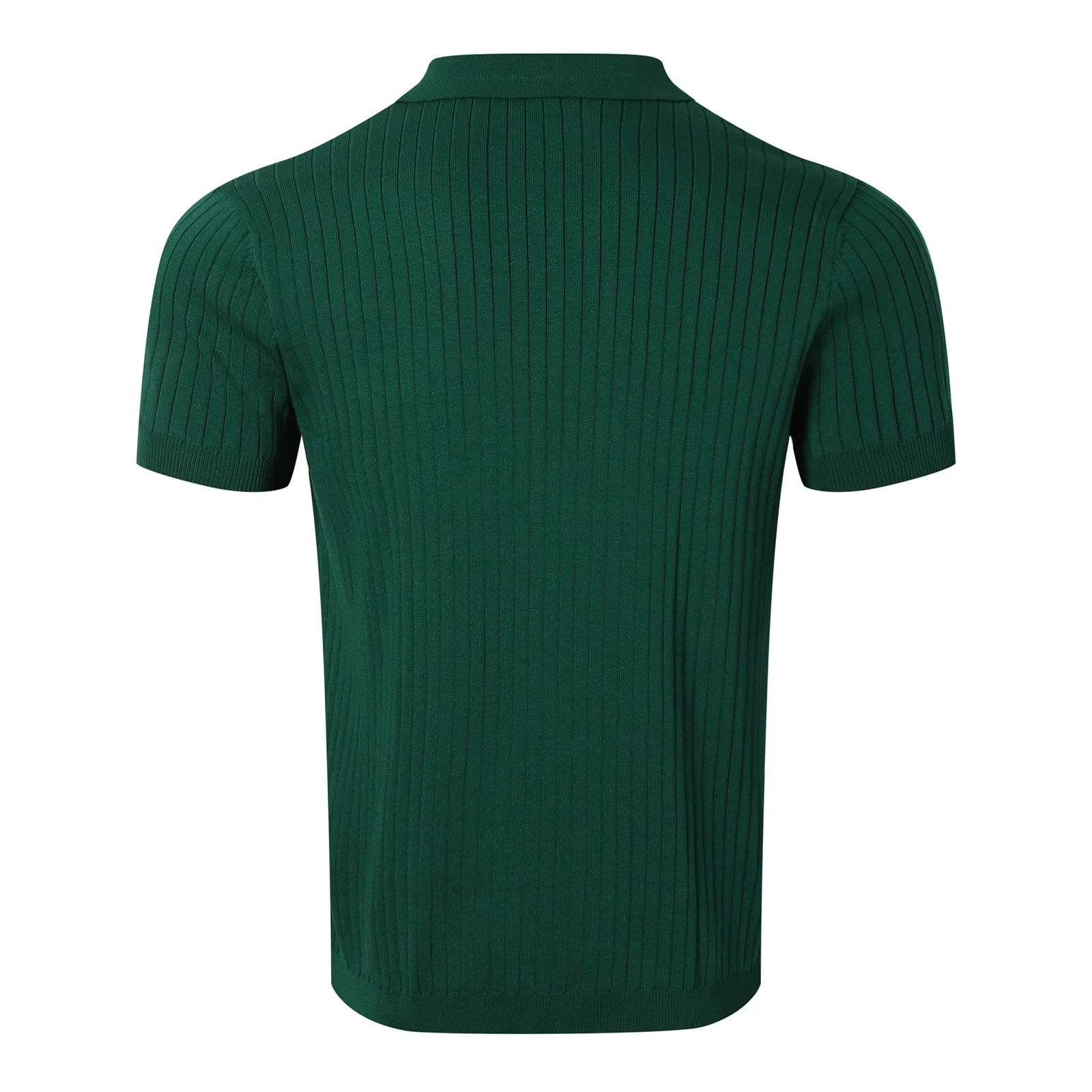 Retro Knit Striped Polo Shirt - Montero Milan