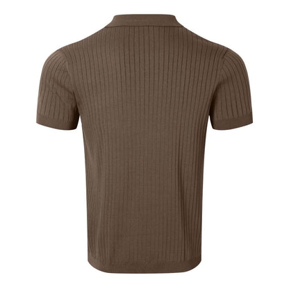 Retro Knit Striped Polo Shirt - Montero Milan