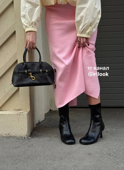 FEDONAS Fashion Women Genuine Leather Thin High Heels Warm Autumn Winter Ankle Boots Round Toe Short Elegant Short Boots Shoes
