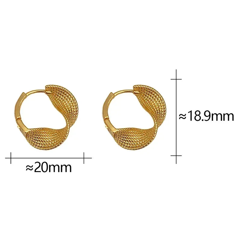 Real 925 Sterling Silver 14K Gold Twisted Wrinkled Round Hoop Earrings for Women Minimalist Trendy Fine Jewelry Accessories