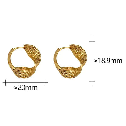 Real 925 Sterling Silver 14K Gold Twisted Wrinkled Round Hoop Earrings for Women Minimalist Trendy Fine Jewelry Accessories