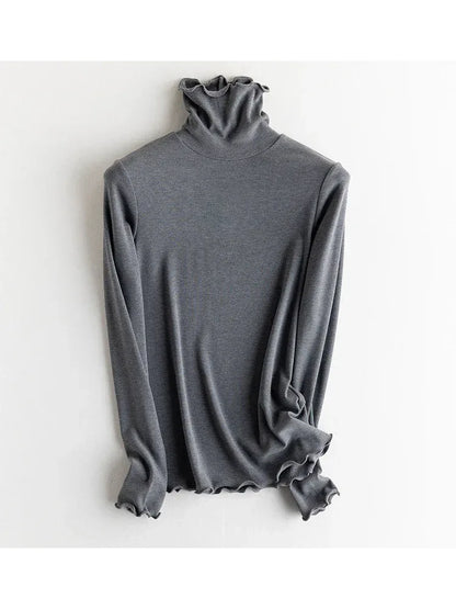 SuyaDream, Women Bottoming T Shirt, Silk Viscose Blend, Long Sleeves, Solid Basic Thermal  Shirt, 2024 Autumn Winter Top