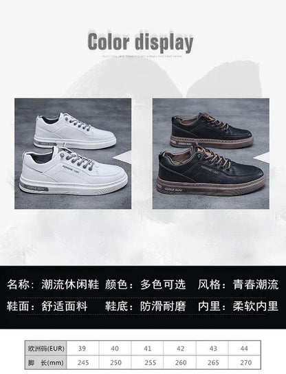 Mens Leather Shoes Fall Fashion Sneakers for Driving Walking Office, Comfortable Men Slip on Skate Flats Non Slip Youth Shoe - Montero Milan